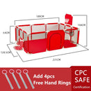 Cercado infantil IMBABY para uso interno, com barreira de segurança, piscina seca e área de recreação para crianças.