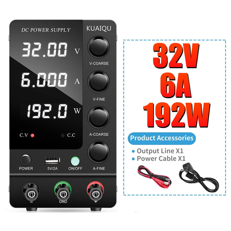 Fonte de alimentação com display digital ajustável Mini fontes de alimentação de laboratório Regulador de tensão 60V 5A 120V 3A 32V 6A KUAIQU 30V 10A DC