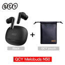 Fones de ouvido sem fio QCY Melobuds N50 ANC Bluetooth 5.4 com cancelamento de ruído ativo, 6 microfones, conexão multiponto para chamadas nítidas