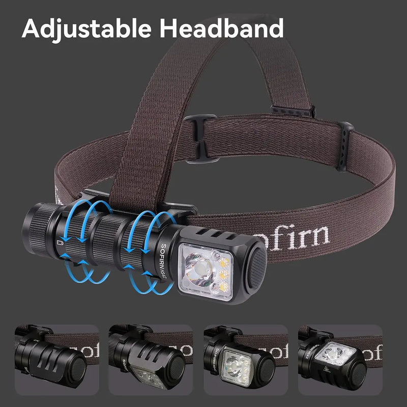 Lanterna de cabeça SOFIRN HS42 2100lm 18650 EDC USB C recarregável com banco de energia Lanterna LED SST40 com magnético para camping