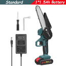 Motosserra elétrica sem fio de 21 V e 6 polegadas, bateria de lítio recarregável, motosserra elétrica para rachar madeira, ferramentas para trabalhar madeira com uma mão