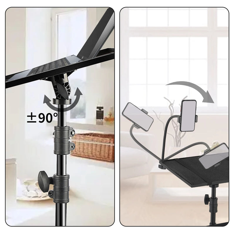 Tripé para projetor de 90/125/145 cm, tripé ajustável para laptop, altura de 18 a 40 polegadas, mesa de pé, suporte para microfone de computador ao ar livre