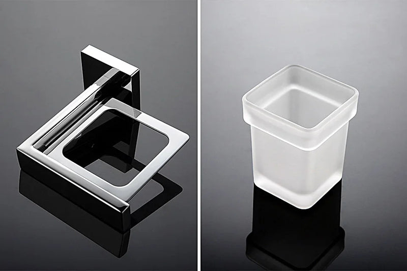 Acessórios para banheiro em aço inoxidável, espelho, cromado, polido, toalheiro, suporte para papel higiênico, barra de toalha, gancho, acessórios para banheiro