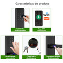 Fechadura Elétrica Inteligente para Porta com Impressão Digital e Alça Maior e Chave/Aplicativo de Desbloqueio Remoto RAYKUBE F7 Tuya WiFi