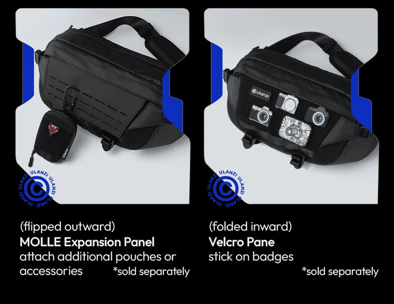 Ulanzi AB02 TAI Bolsa tiracolo para câmera, bolsa casual para viagem, fotografia de rua, bolsa para deslocamento diário, faça você mesmo, personalizável, 9L, grande capacidade