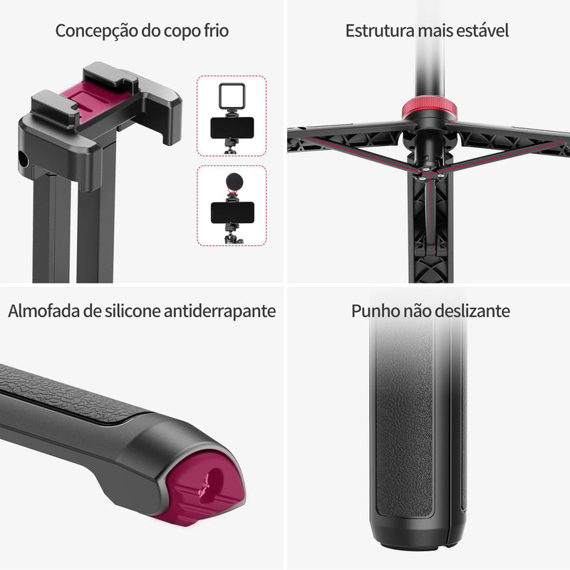 Tripé MT-44 Ulanzi com 1,46m de Extensão para Celular, Selfies e Câmeras