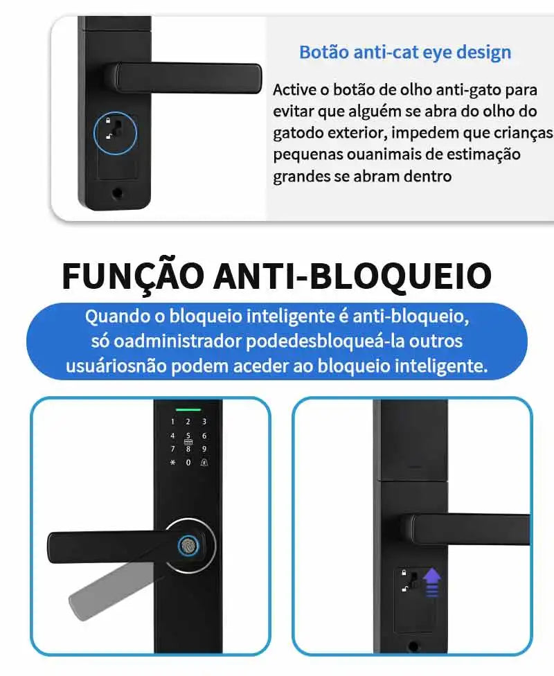 Fechadura eletrônica de porta de impressão digital aplicativo desbloqueio remoto para casa apartamento Tuya wifi