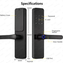 Fechadura elétrica de porta com impressão digital Bluetooth RAYKUBE F7 TT, versão com voz em português/inglês e alça maior