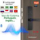 Fechadura Elétrica Inteligente para Porta com Impressão Digital e Alça Maior e Chave/Aplicativo de Desbloqueio Remoto RAYKUBE F7 Tuya WiFi