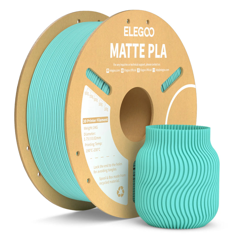 Filamento PLA fosco ELEGOO 1 kg, filamento FDM para impressora 3D de 1,75 mm, precisão dimensional de +/- 0,02 mm, bobina de papelão de 1 kg (2,2 lbs)