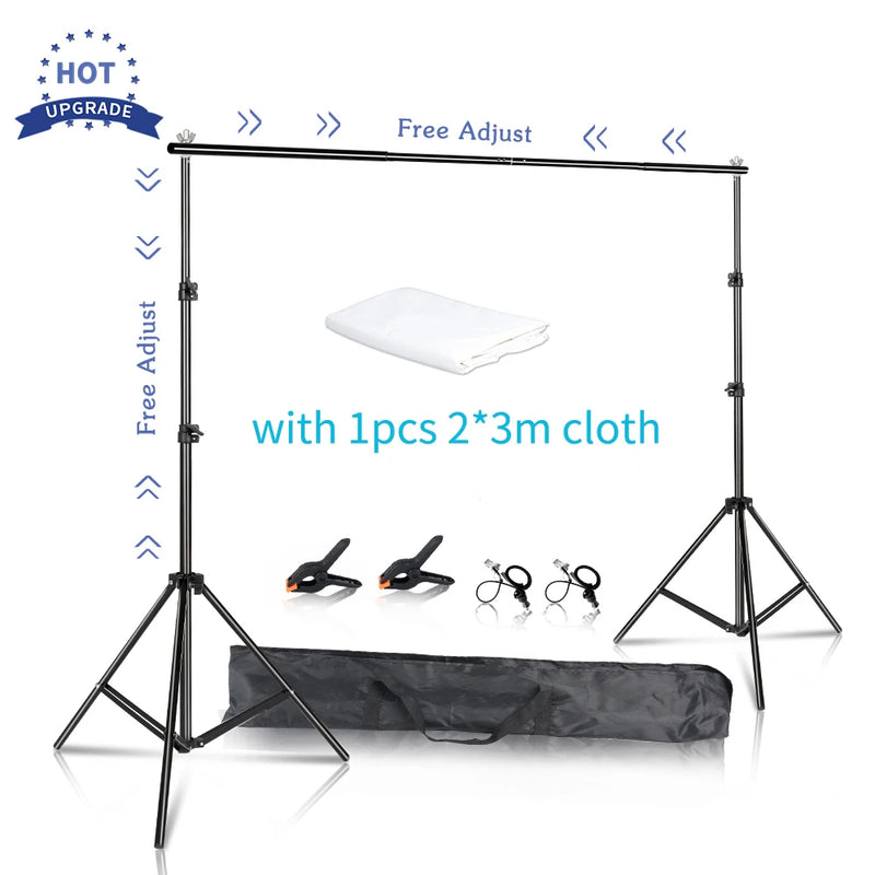 Kit de suporte de fundo com tecido verde para musselina, suporte telescópico ajustável com clipe para bolsa de transporte