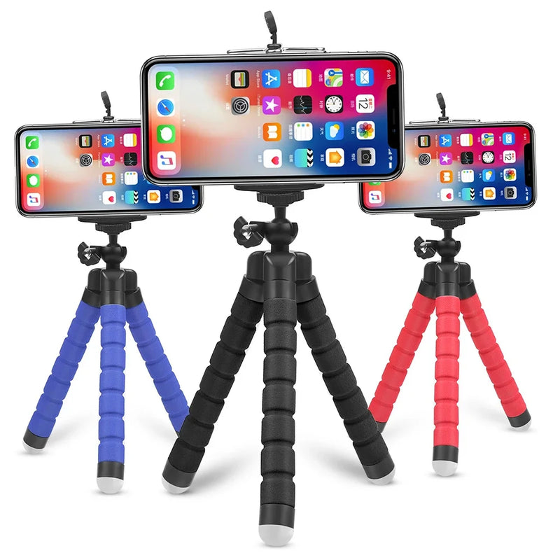 Mini tripé de esponja flexível em formato de polvo, suporte para celular, vários formatos podem ser livremente alterados, durável e estável