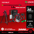Nível a laser verde série YEVOLT YVGLL4XS, 3/4 planos, 12/16 linhas, autonivelante, 360 graus, 3D/4D, horizontal e vertical, 3,6 V, 3 Ah, ferramentas elétricas