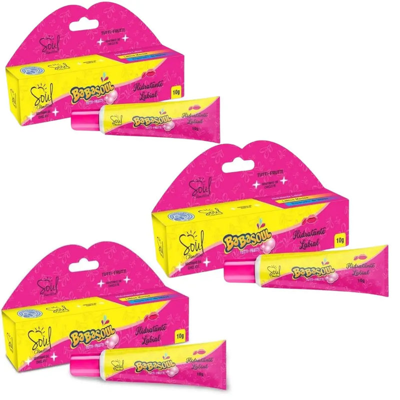 Kit C/3 Hidratante Labial Smell Gum Gum Tutti-Frutti Babasoul Soul Cosmetics