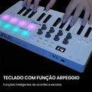 Controlador de teclado MIDI USB M-VAVE com 25 teclas, 8 pads de bateria retroiluminados, 8 knobs e 2 touch strips. Instrumentos musicais para teclado.