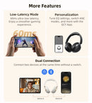 Fone de ouvido sem fio QCY H3 Pro ANC com cancelamento de ruído de 50 dB e áudio espacial de alta resolução com LDAC Bluetooth 5.4.