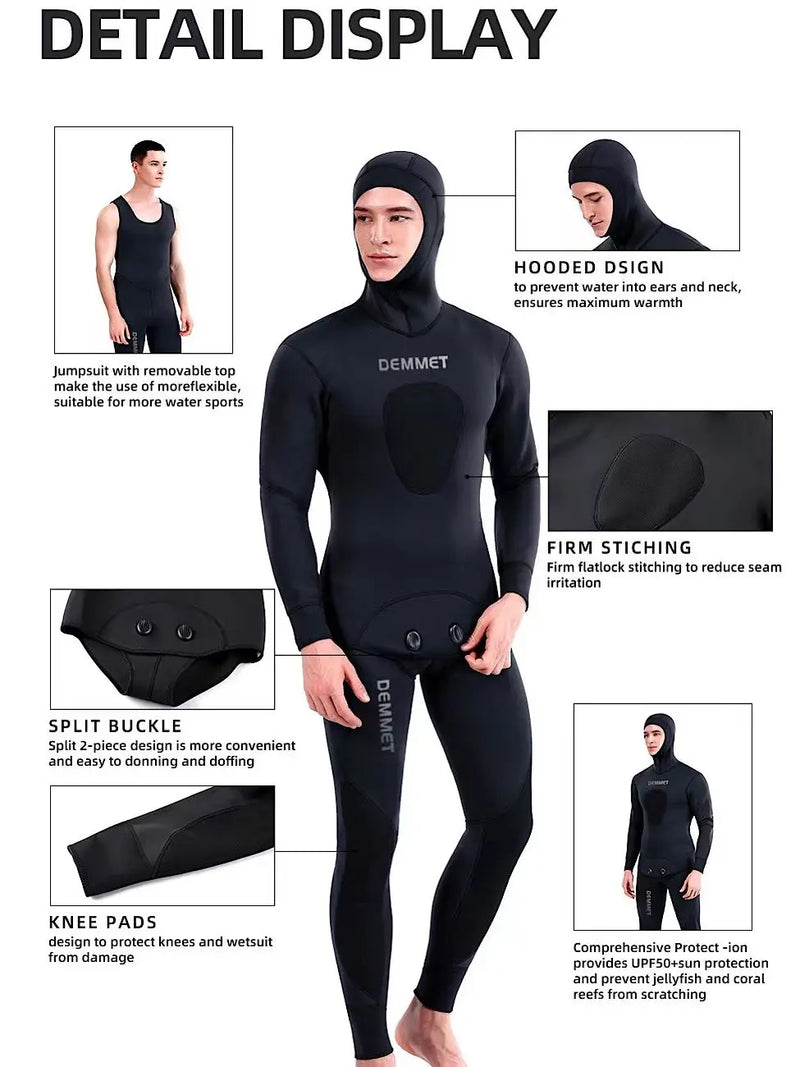 Roupa de mergulho camuflada HOT 3mm, roupa de pesca submarina, mergulho, manga comprida, fissão de neoprene, submersível, para homens, manter aquecido, tops e calças