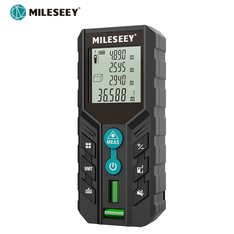 Telêmetro a laser MILESEEY D2 40M 60M 100M 120M Fita métrica a laser Bolha horizontal dupla Roleta digital