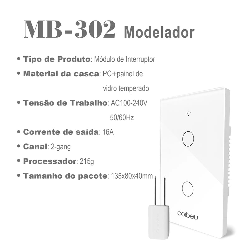 Interruptor Inteligente 1, 2, 3 ou 4 Botões Monopolar, sem Necessidade de Neutro, 1 Canal, 16A - Compatível com Alexa e Google Home