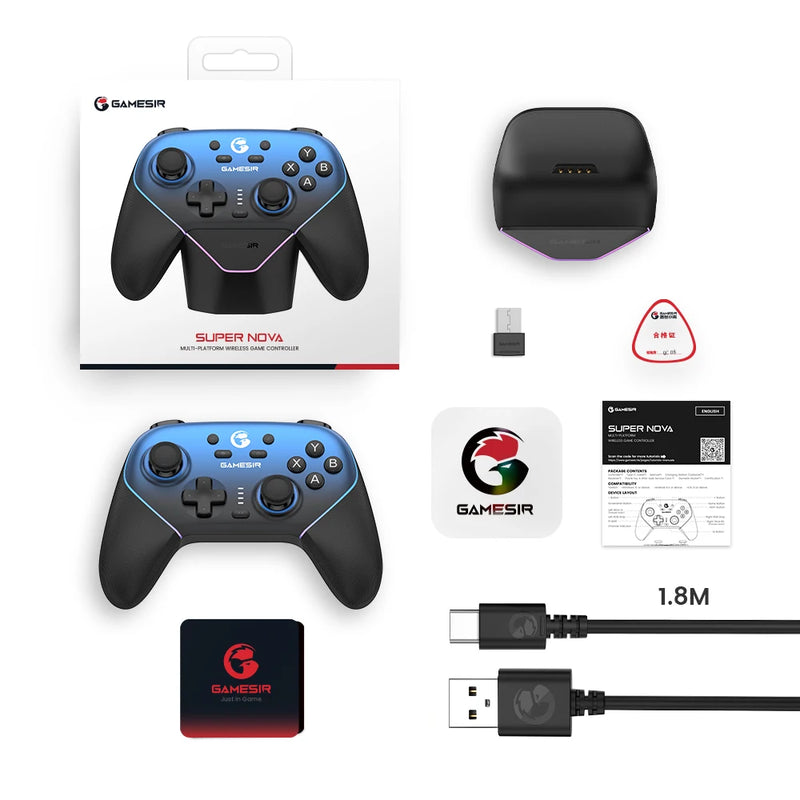 Controle sem fio GameSir Super Nova Switch com dock de carregamento, joystick de PC com efeito Hall para Nintendo Switch 2, iPhone e Android