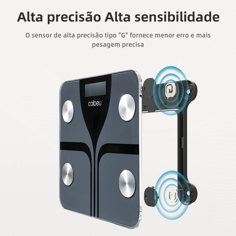 Tuya, Balança Corporal de Bioimpedância Digital Inteligente com 17 Medidas Essenciais, LCD Grande, Até 180 kg, Coibeu