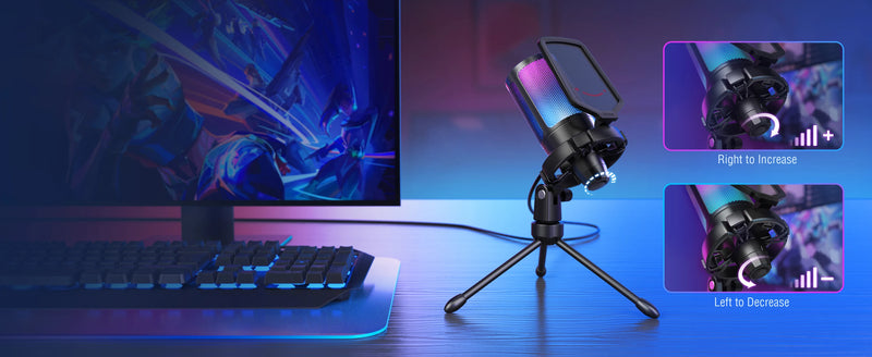 Microfone USB FIFINE Ampligame para streaming de jogos com filtro pop, montagem antichoque e controle de ganho, multicompatível, para PC/PS4/5 - A6V