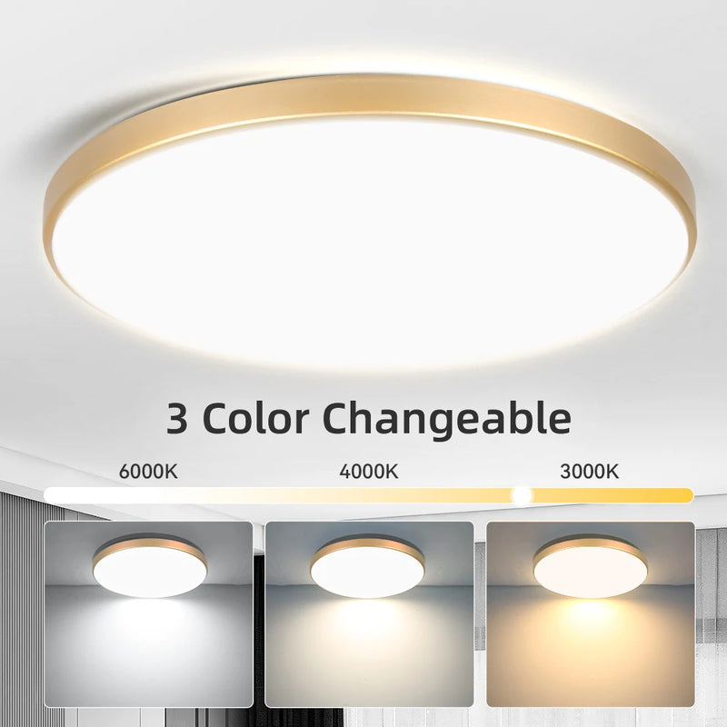 Luminária de teto LED 110V 220V à prova d'água, moderna, 20W/30W/40W/50W para sala de estar, quarto, banheiro e cozinha