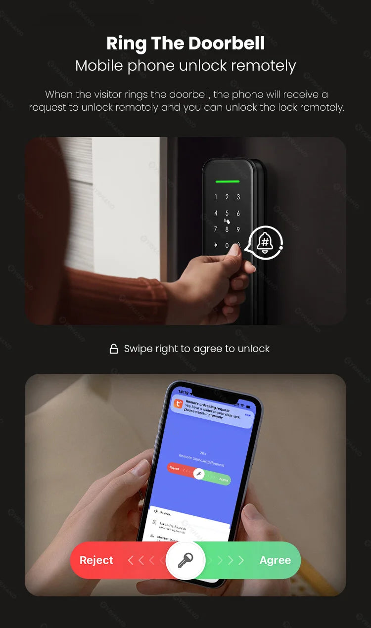 Fechadura eletrônica inteligente à prova d'água com impressão digital e Wi-Fi para porta, fechadura digital do Brasil, fechadura inteligente de aro para casa Tuya