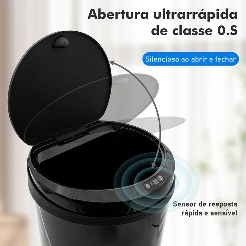 Lixeira de reciclagem inteligente com sensor automático à prova d'água disponível para cozinha e banheiro