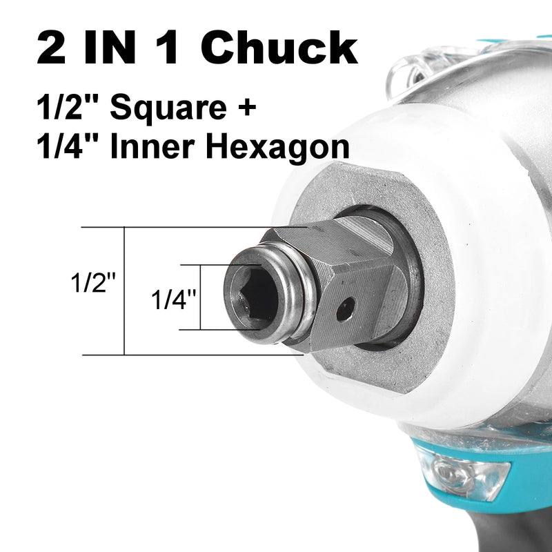 Chave de impacto elétrica sem escova 520N.M Chave elétrica sem fio Chave de fenda de 1/2 polegada Ferramentas elétricas para pinos de bateria Makita 18V