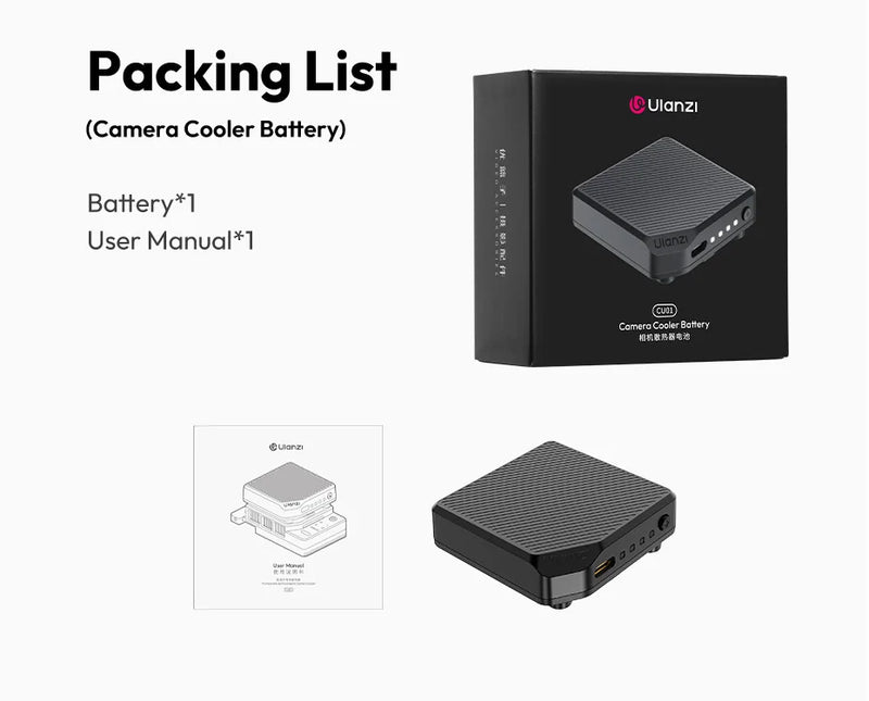 Ulanzi CU01 Termostático Semicondutor Câmera Cooler Ventilador de Refrigeração Radiador Kit de Gravação 4K Dissipador de Calor para Sony Canon Nikon