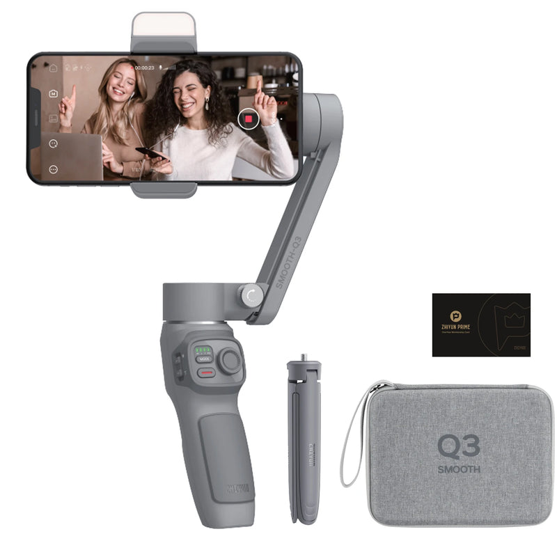 ZHIYUN SMOOTH Q3 Smartphones Gimbal 3-Axis Telefone Flexível Estabilizador Portátil com Luz de Preenchimento para Huawei iPhone Xiaomi Samsung