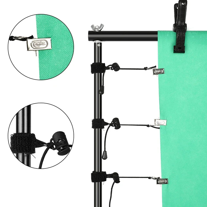 SH Novo Kit de Suporte para Fundo de Foto 2X2M 2X3M 2,6X3M com Ajuste de Altura para Estúdio Fotográfico com Clipe