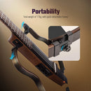 Guitarra eletroacústica silenciosa SONICAKE Brasil para viagem, corpo em mogno maciço, estrutura, recarregável, capa e todos os acessórios.