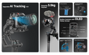 Estabilizador de gimbal oficial FeiyuTech SCORP C2 para câmeras DSLR e mirrorless com rastreamento de IA para filmagens verticais, capacidade de carga de 3,5 kg.