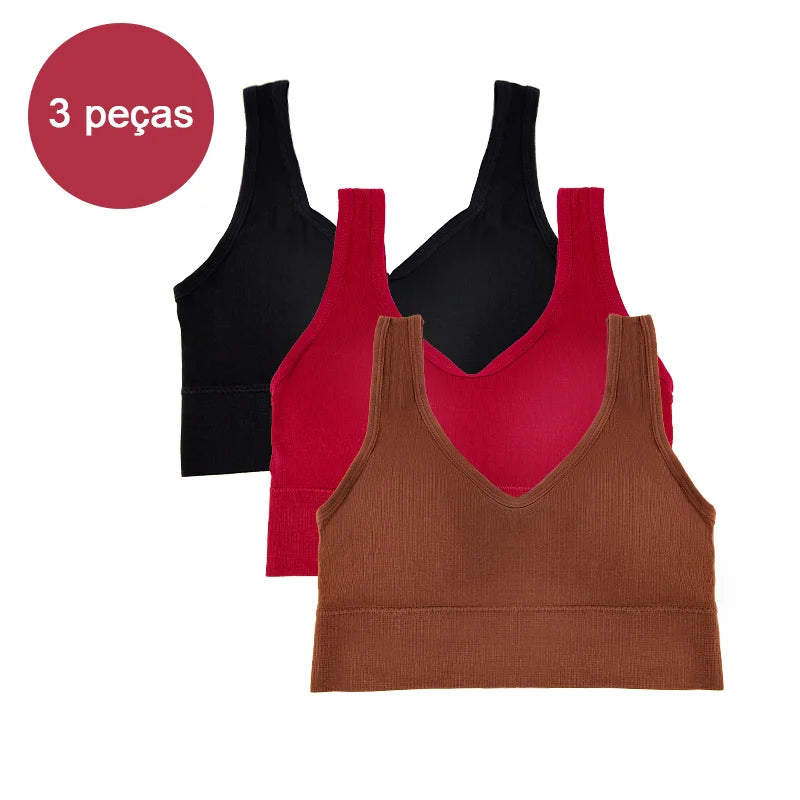 Sutiã esportivo feminino de 3 peças, roupa íntima para academia, roupa íntima feminina, sutiã respirável sem costura