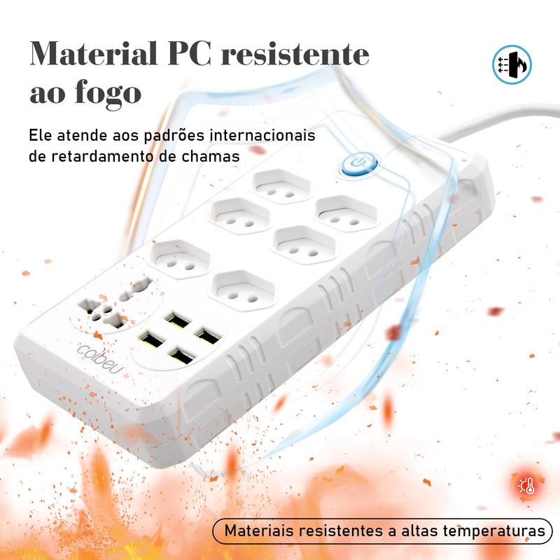 Extensão elétrica de 5 metros, extensão elétrica, filtro de linha brasileiro, tomada USB, régua de tomadas, extensão de tomada, tomada USB longa