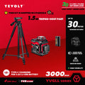 Nível a laser verde série YEVOLT YVGLL4XS, 3/4 planos, 12/16 linhas, autonivelante, 360 graus, 3D/4D, horizontal e vertical, 3,6 V, 3 Ah, ferramentas elétricas