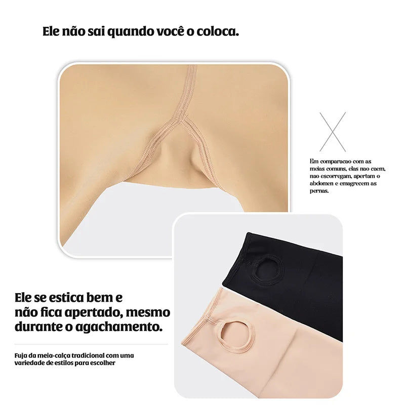 Meia-calça acolchoada quente e fria, meia-calça elástica de inverno para mulheres, superquente, de pelúcia, com pé