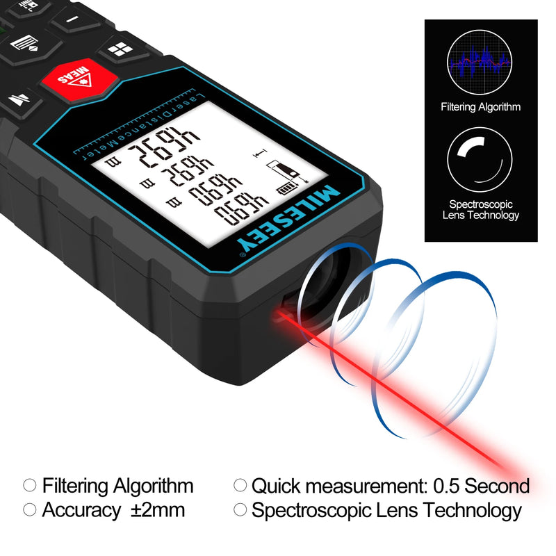 Medidor de distância a laser Mileseey Roleta eletrônica Fita a laser digital Telêmetro Trena Metro Fita métrica a laser