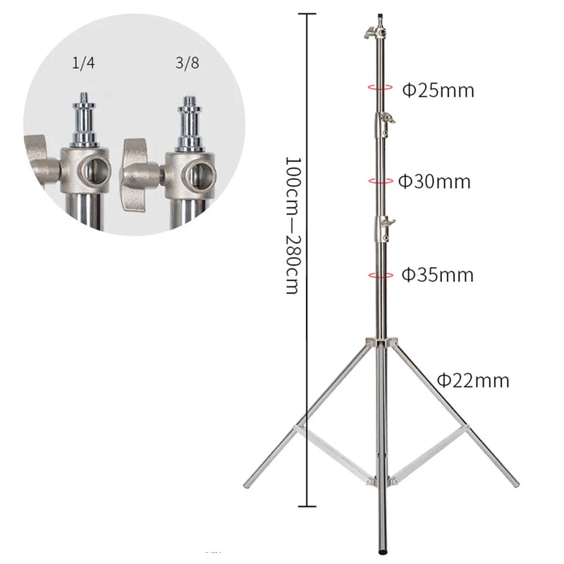 Tripé superestável de 2,9 m, grande, dobrável, suporte de luz, estrutura de elevação, rodas, fotografia, softbox, estúdio fotográfico, aço inoxidável