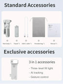 Kit estabilizador gimbal FeiyuTech VB4 para smartphone com rastreamento por IA e luz de preenchimento integrada, haste de extensão de 216 mm, para iPhone/Android.