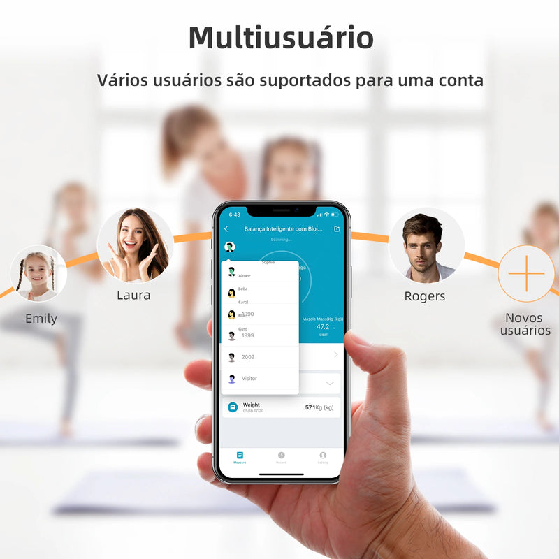Tuya, Balança Corporal de Bioimpedância Digital Inteligente com 17 Medidas Essenciais, LCD Grande, Até 180 kg, Coibeu