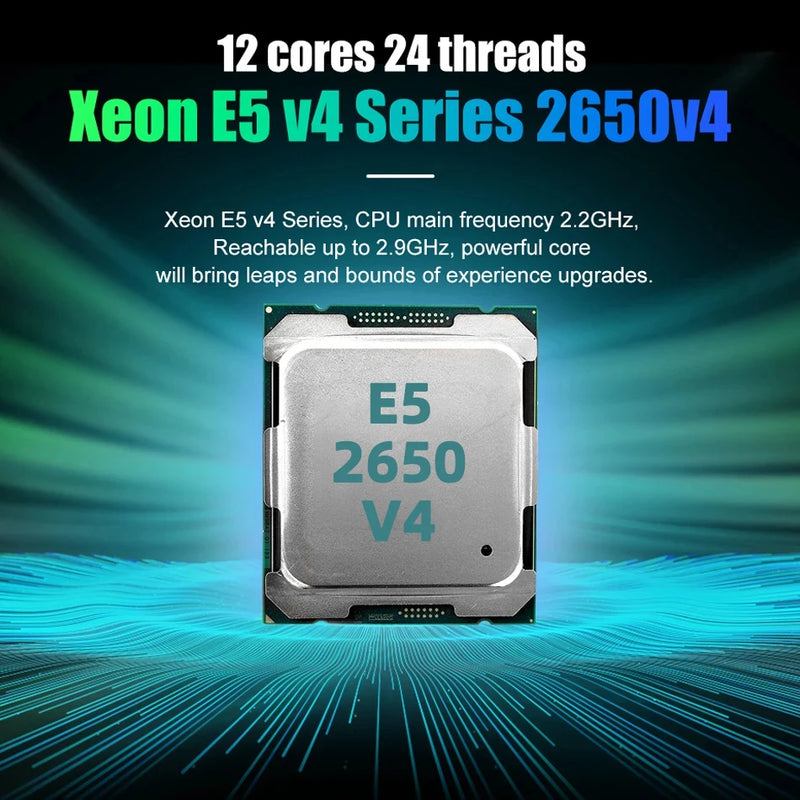 Kit de placa-mãe SOYO X99 com processador Xeon E5 2650 V4 LGA2011-3, 16 GB de RAM DDR4 (1x16 GB) de 2133 MHz e SSD NVMe M.2 SATA para computador desktop.