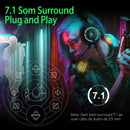 Fones de ouvido gamer profissionais EKSA E5000 para PC/PS4/Xbox/Switch, headset gamer com fio 7.1 e microfone ENC, cabo removível USB/Tipo C/3,5 mm