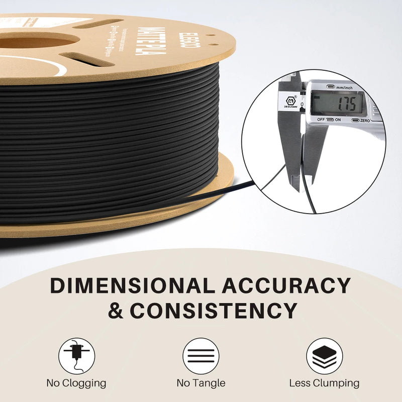 Filamento PLA fosco ELEGOO 1 kg, filamento FDM para impressora 3D de 1,75 mm, precisão dimensional de +/- 0,02 mm, bobina de papelão de 1 kg (2,2 lbs)