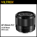 Lente Viltrox 23mm 33mm 56mm F1.4 25mm f1.7 com foco automático, lente prime de grande abertura para retratos, compatível com câmeras Sony com montagem E (APS-C).