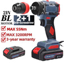 Furadeira e parafusadeira elétrica sem fio 2 em 1 16,8 V/21 V sem escova, chave de fenda elétrica, chave de fenda com 21 modos de rotação, furadeiras e parafusadeiras