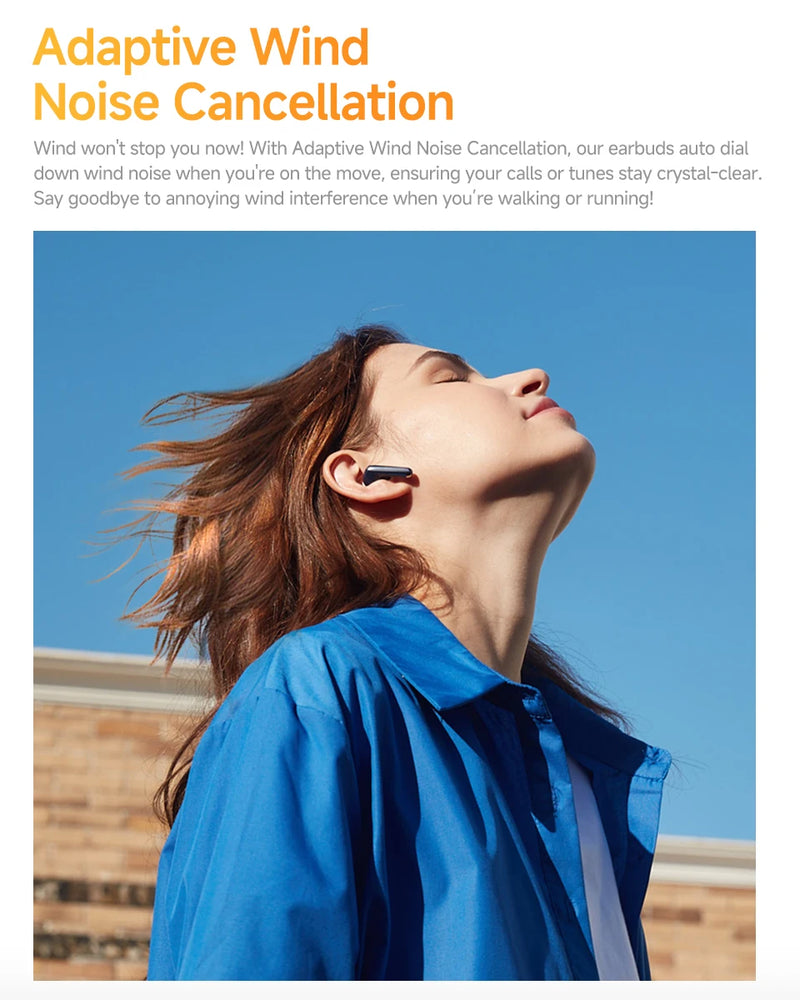 Fones de ouvido sem fio QCY HT10 AilyBuds Pro+ com cancelamento de ruído ativo (ANC), áudio de alta resolução com LDAC, Bluetooth 5.3, 6 microfones, IA para chamadas em HD e conexão multiponto.