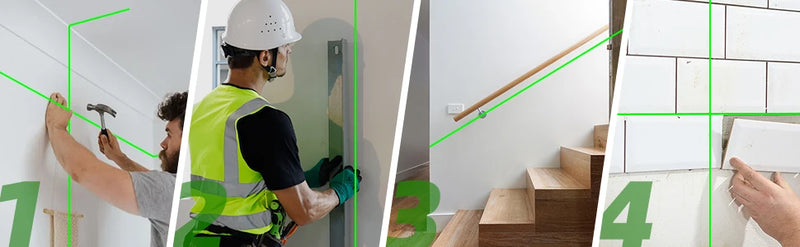 Nível a laser verde Huepar E011G, autonivelante, linha cruzada, ferramenta recarregável, sensor de movimento e modo de pulso - acene com a mão para alternar